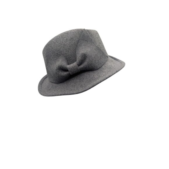 Nine West Womens Gray Wool Fedora Hat With Bow Accent o/s - Picture 6 of 7